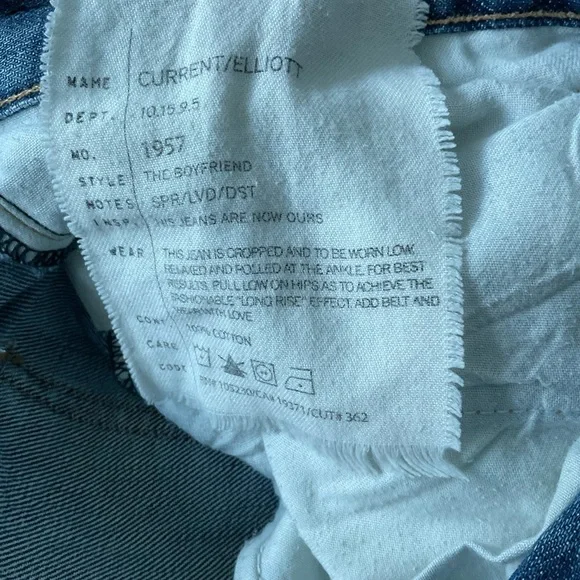 Current/Elliott Boyfriend Crop Jeans Size 24 Heavy Distress Destroyed Denim - Picture 6 of 7
